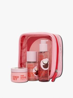 VS PINK Coconut LET'S GLOW AWAY BODY CARE TRAVEL SET